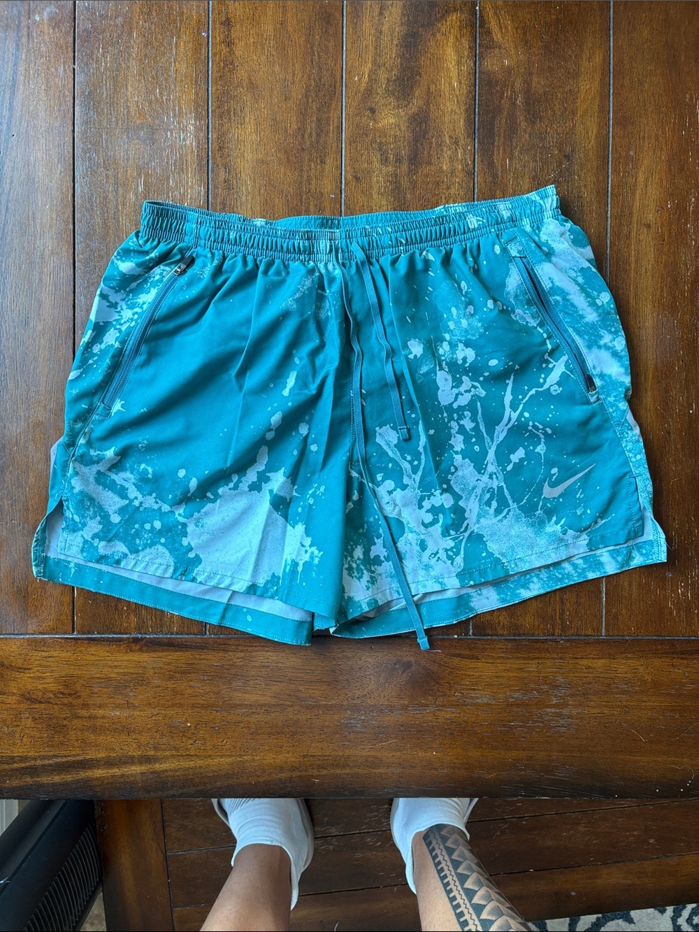 Mens Nike Teal Splash Print Athletic Shorts